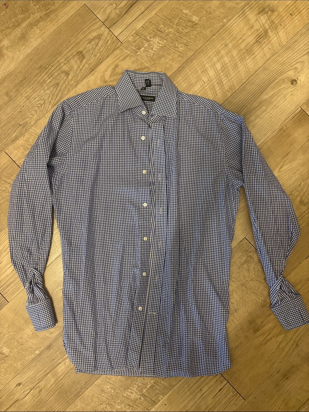 Men's Bergdorf Goodman Tailored Fit Blue Checked Dress Shirt